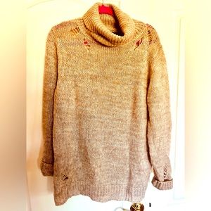 Forever 21 destructed tan turtleneck sweater. Size 1X